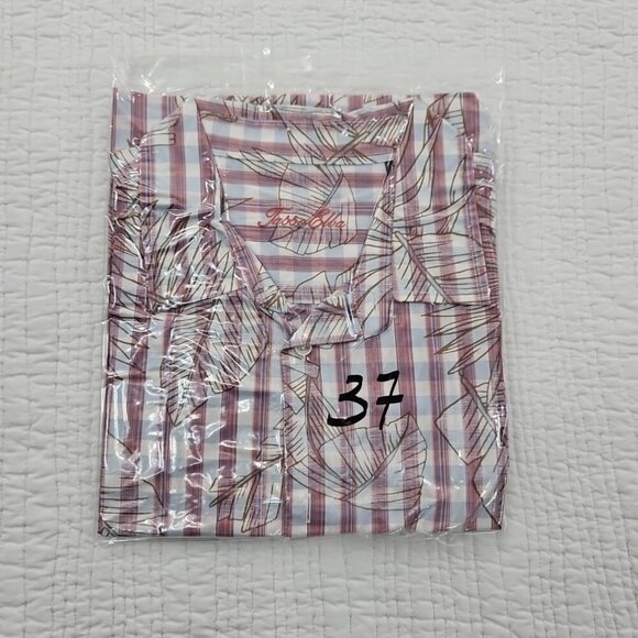 Tasso Elba Short Sleeve Shirt Men's XXL Blue Red Hawaiian Tropical Print EUC LN - Picture 16 of 16